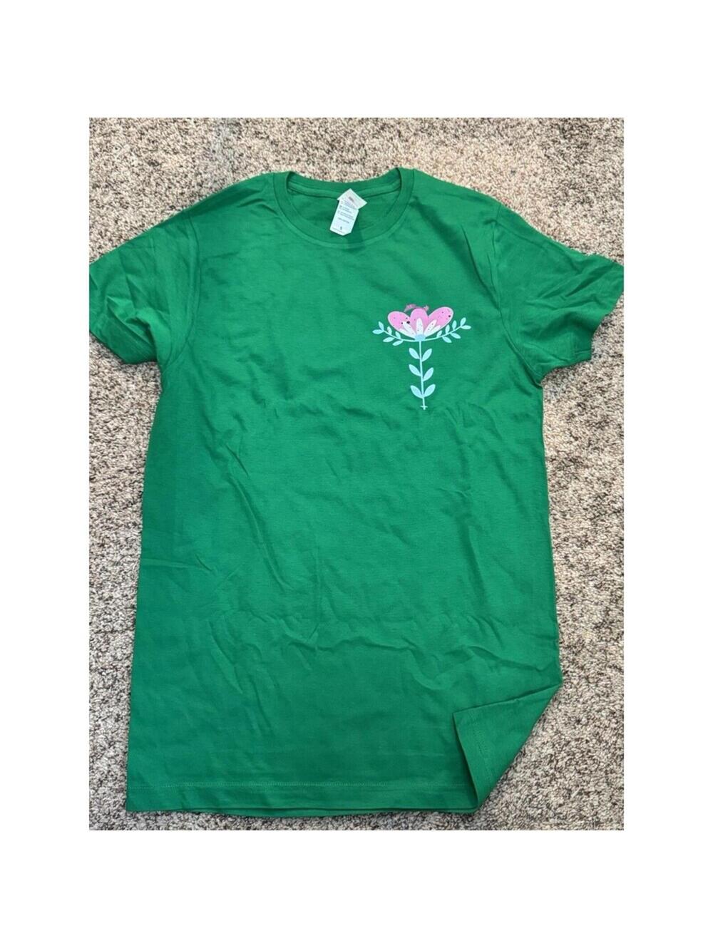 Sweet Green Floral Graphic Crew Neck T-Shirt Size S [COPY]